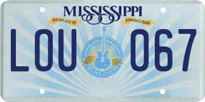 MS license plate LOU067