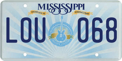 MS license plate LOU068