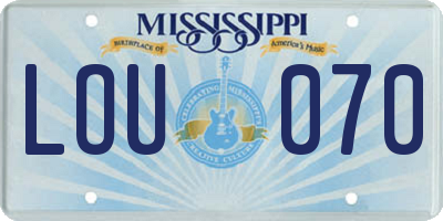 MS license plate LOU070