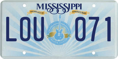 MS license plate LOU071