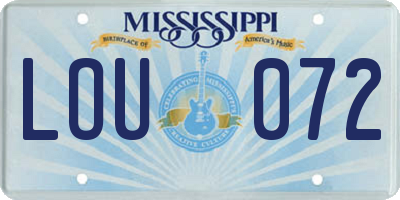 MS license plate LOU072