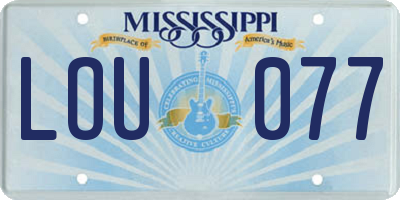 MS license plate LOU077