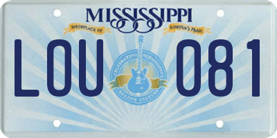 MS license plate LOU081