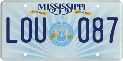 MS license plate LOU087