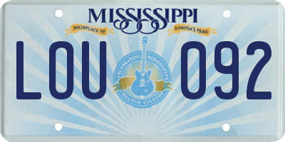MS license plate LOU092