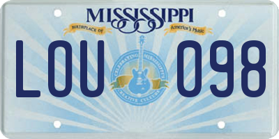 MS license plate LOU098