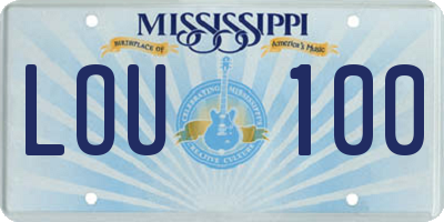 MS license plate LOU100