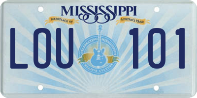 MS license plate LOU101