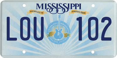 MS license plate LOU102