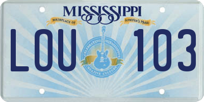 MS license plate LOU103
