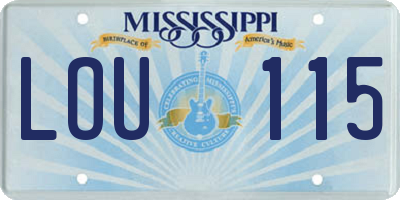 MS license plate LOU115