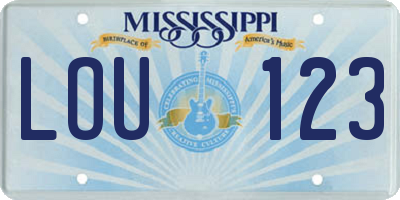 MS license plate LOU123