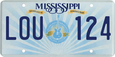 MS license plate LOU124