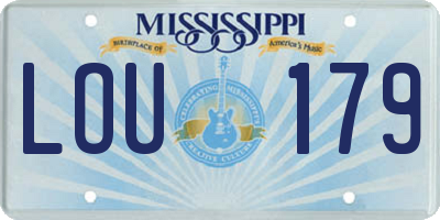 MS license plate LOU179