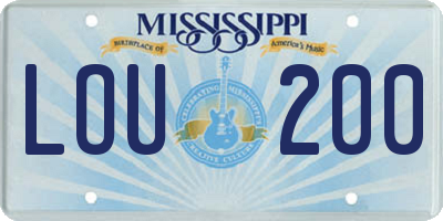 MS license plate LOU200