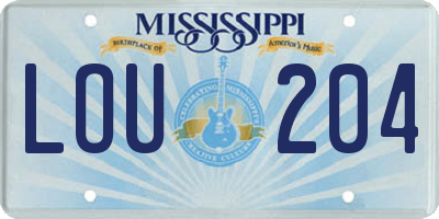 MS license plate LOU204
