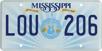 MS license plate LOU206