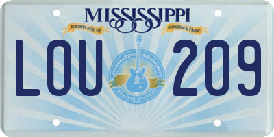 MS license plate LOU209