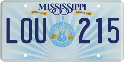 MS license plate LOU215