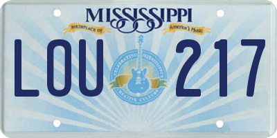 MS license plate LOU217