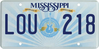 MS license plate LOU218