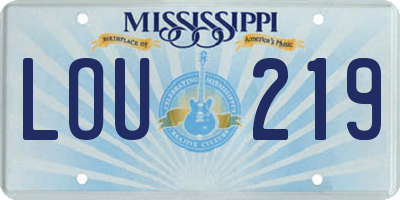 MS license plate LOU219