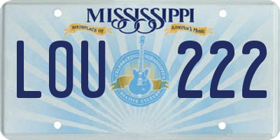 MS license plate LOU222