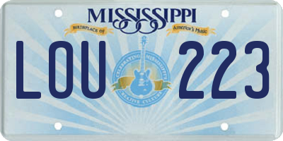 MS license plate LOU223