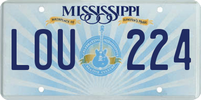 MS license plate LOU224