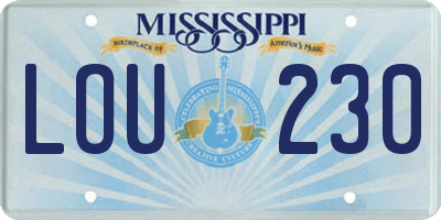 MS license plate LOU230