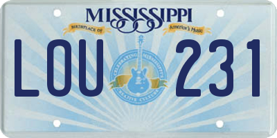 MS license plate LOU231