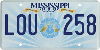 MS license plate LOU258