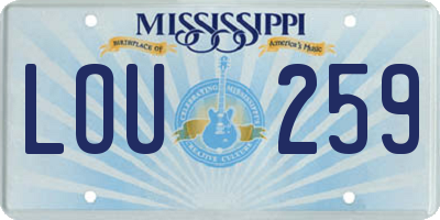 MS license plate LOU259