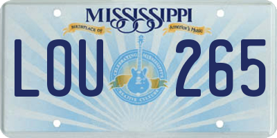 MS license plate LOU265