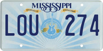 MS license plate LOU274