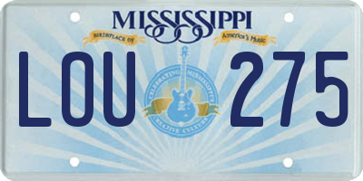 MS license plate LOU275