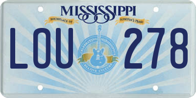 MS license plate LOU278