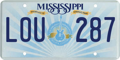 MS license plate LOU287