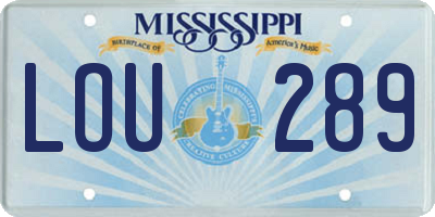 MS license plate LOU289