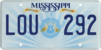 MS license plate LOU292