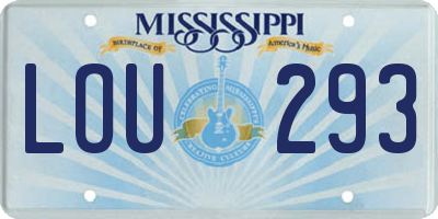 MS license plate LOU293