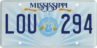 MS license plate LOU294