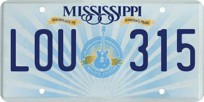 MS license plate LOU315