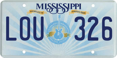 MS license plate LOU326