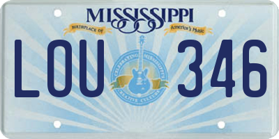 MS license plate LOU346