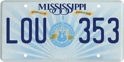 MS license plate LOU353