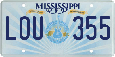 MS license plate LOU355