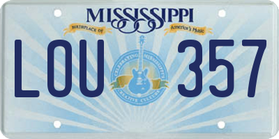 MS license plate LOU357