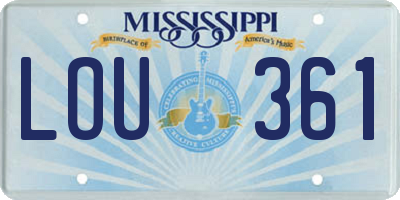 MS license plate LOU361