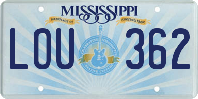 MS license plate LOU362